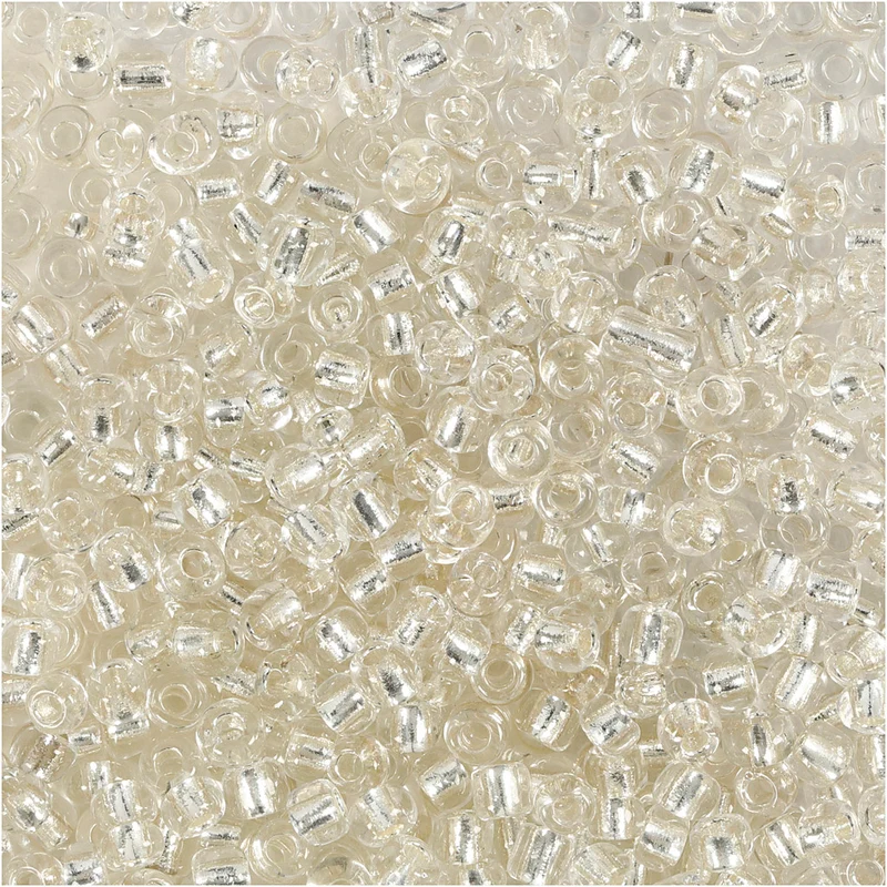 Rocailleperlen, D 3 mm, Größe 8/0, Lochgröße 0,6-1,0 mm, Silber, 25 g/ 1 Pck [HOB-682271]