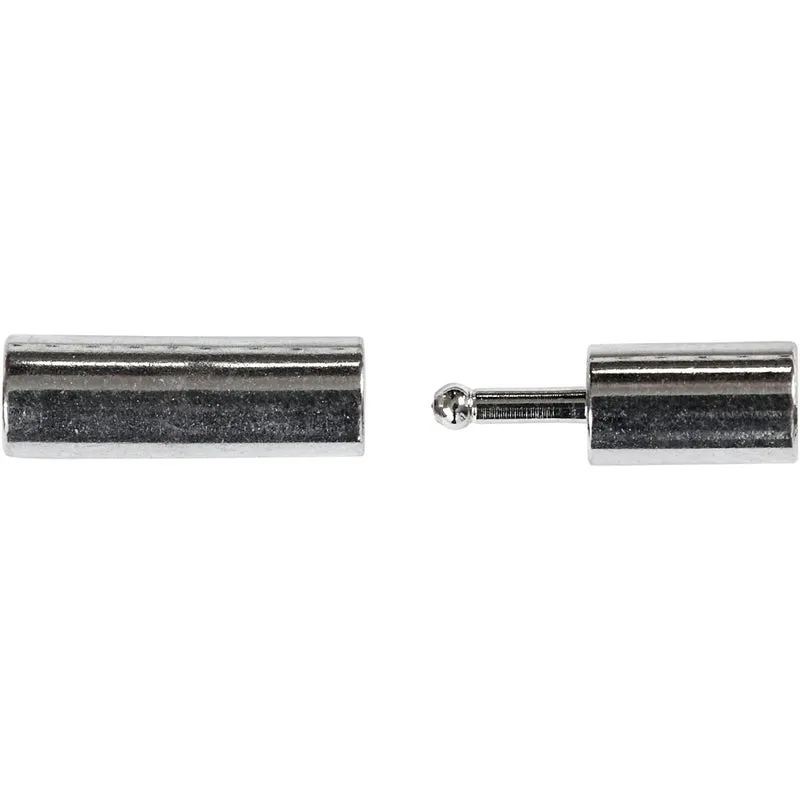 Magnetschloss, Größe 3x14 mm, Lochgröße 2 mm, Versilbert, 40 Stk/ 1 Pck [HOB-60132]