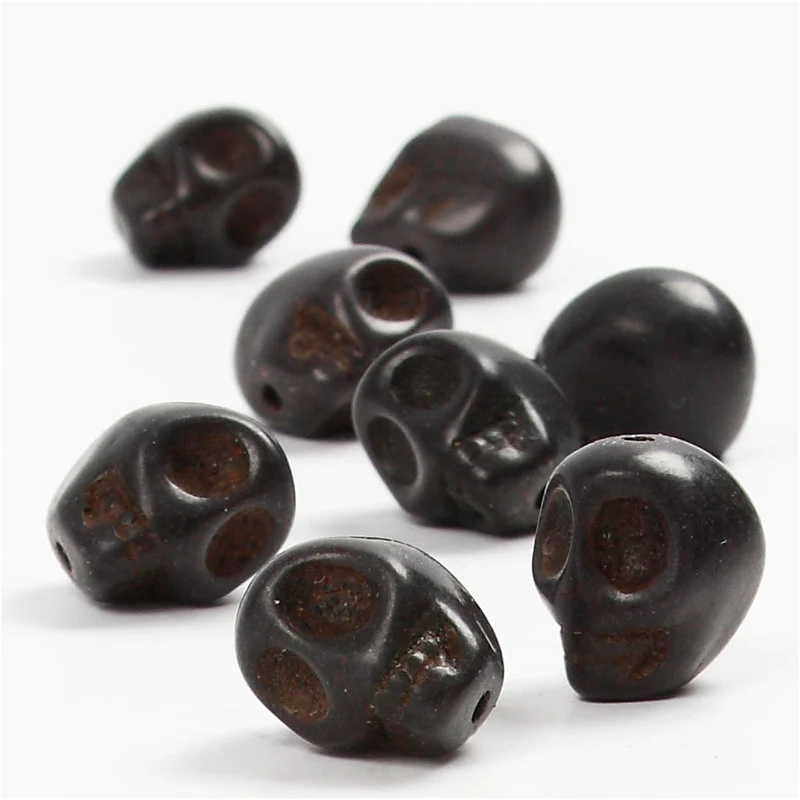 Howlith, D 12 mm, Lochgröße 1,5 mm, Schwarz, 32 Stk/ 1 Pck [HOB-69921]