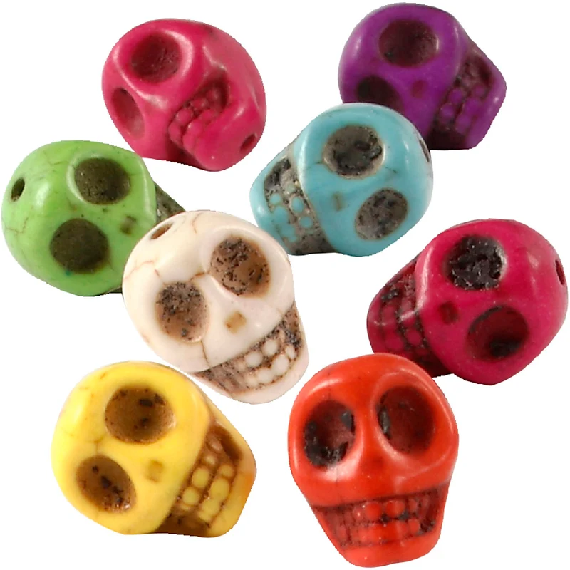 Howlith, D 12 mm, Lochgröße 1,5 mm, Kräftige Farben, 32 Stk/ 1 Pck [HOB-69919]