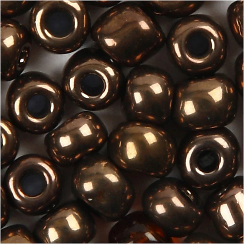 Rocailleperlen, D 3 mm, Größe 8/0, Lochgröße 0,6-1,0 mm, Bronze, 25 g/ 1 Pck [HOB-682221]