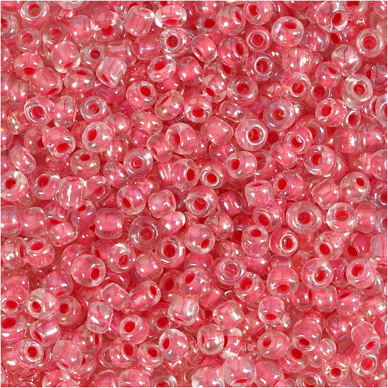 Rocailleperlen, D 3 mm, Größe 8/0, Lochgröße 0,6-1,0 mm, Kristall mit farbein, 25 g/ 1 Pck [HOB-682101]