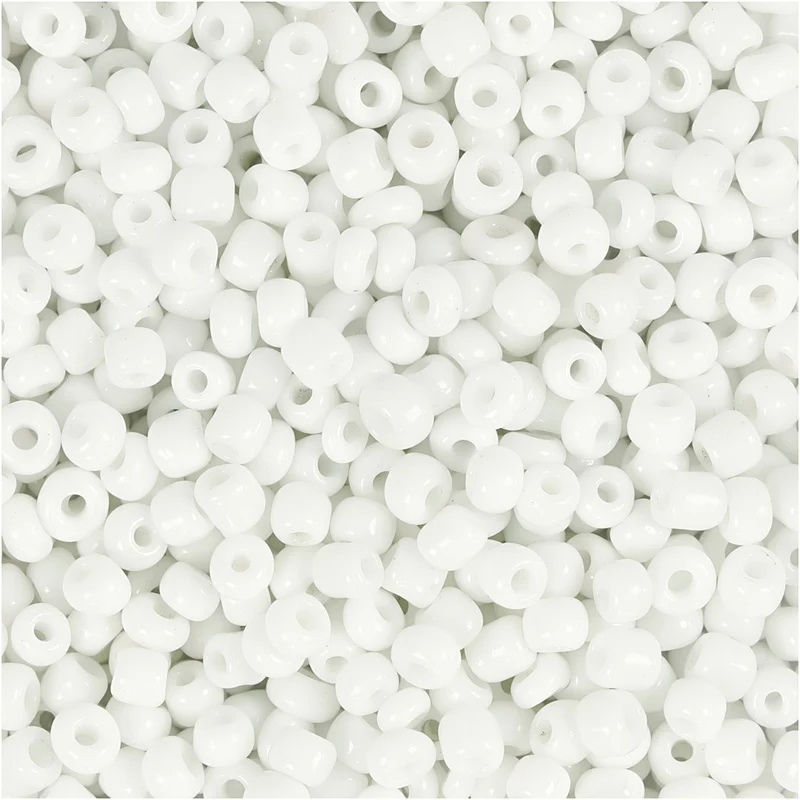 Rocailleperlen, D 3 mm, Größe 8/0, Lochgröße 0,6-1,0 mm, Weiß, 25 g/ 1 Pck [HOB-682001]