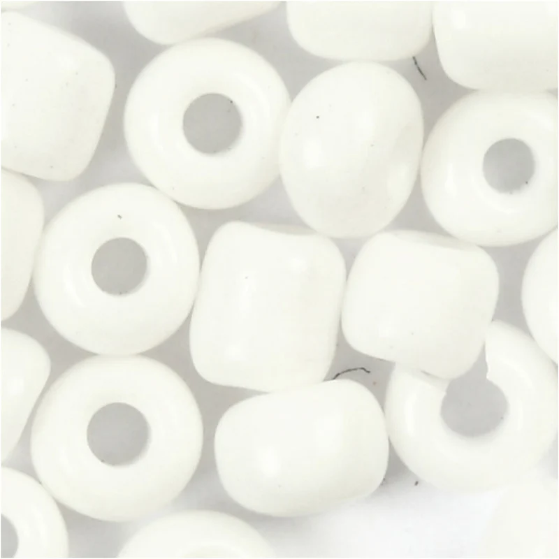 Rocailleperlen, D 3 mm, Größe 8/0, Lochgröße 0,6-1,0 mm, Weiß, 25 g/ 1 Pck [HOB-682001]