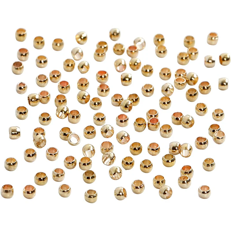 Quetschperlen, D 2 mm, Gold, 100 Stk/ 1 Pck [HOB-60106]