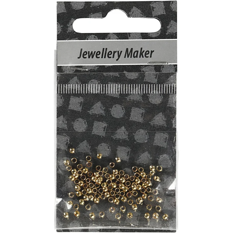 Quetschperlen, D 2 mm, Gold, 100 Stk/ 1 Pck [HOB-60106]