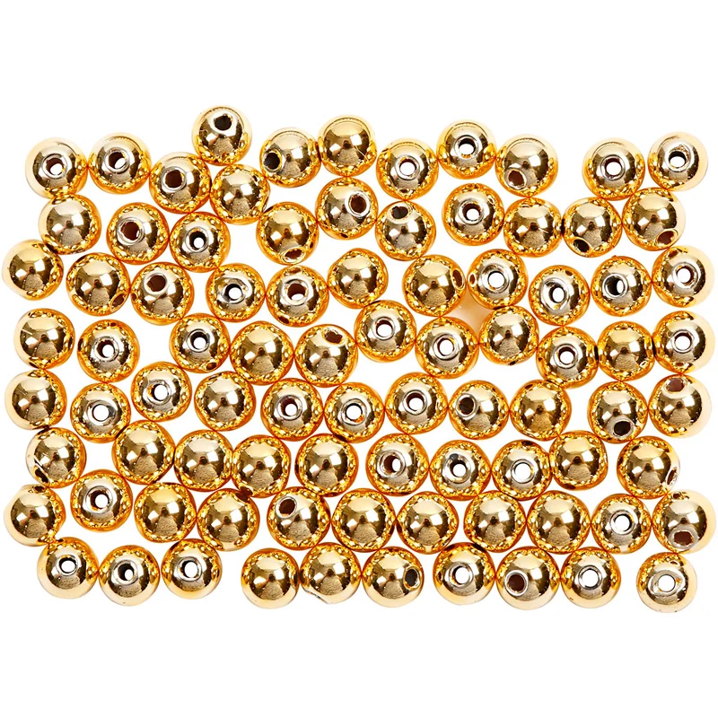 Schmuckperlen, D 4 mm, Lochgröße 0,7 mm, Gold, 150 Stk/ 1 Pck [HOB-698321]