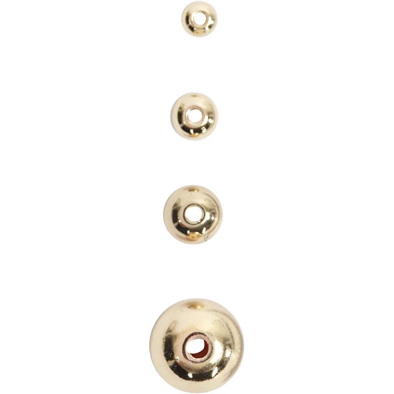 Schmuckperlen, D 4 mm, Lochgröße 0,7 mm, Gold, 150 Stk/ 1 Pck [HOB-698321]