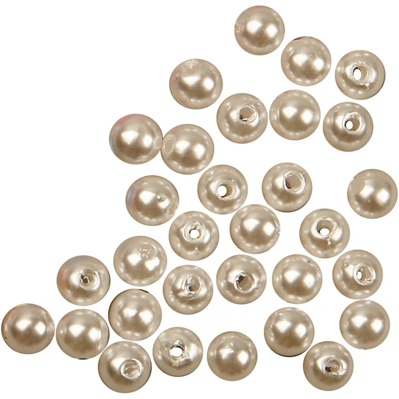 Schmuckperlen, D 5 mm, Lochgröße 0,7 mm, Perlmutt, 100 Stk/ 1 Pck [HOB-698161]