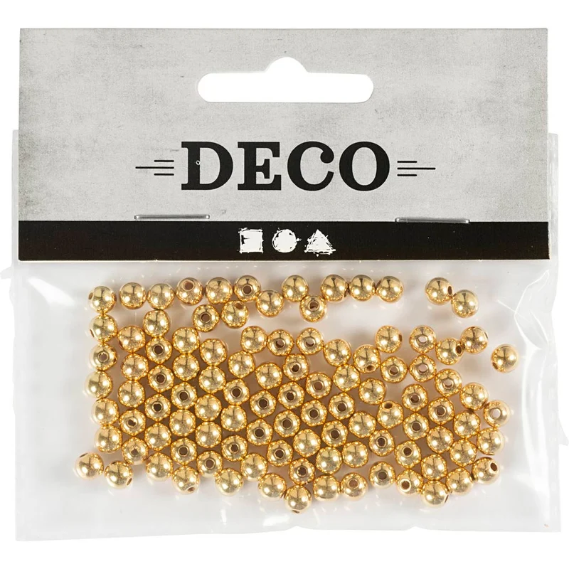 Schmuckperlen, D 5 mm, Lochgröße 0,7 mm, Gold, 100 Stk/ 1 Pck [HOB-698121]