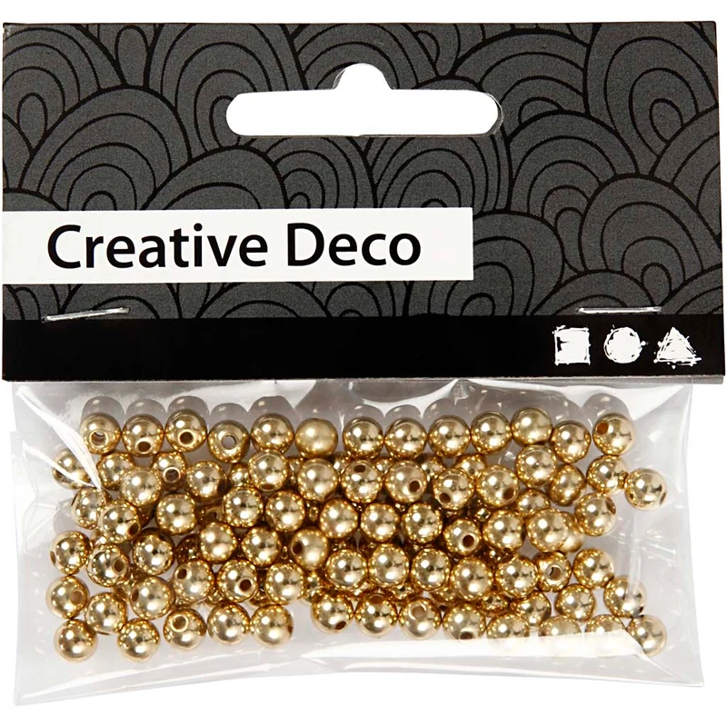 Schmuckperlen, D 5 mm, Lochgröße 0,7 mm, Gold, 100 Stk/ 1 Pck [HOB-698121]