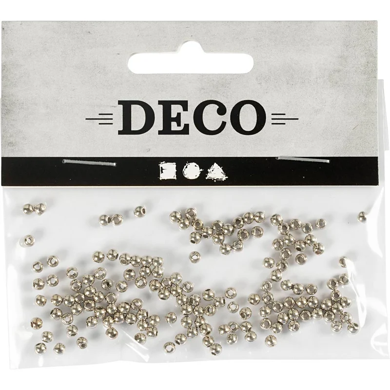 Schmuckperlen, D 3 mm, Lochgröße 0,7 mm, Silber, 150 Stk/ 1 Pck [HOB-698041]