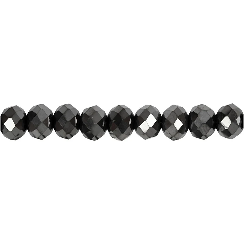 Glasschliffperlen, Größe 5x6 mm, Lochgröße 1 mm, Schwarz metallic, 100Stk/ 1 Pck [HOB-61686]