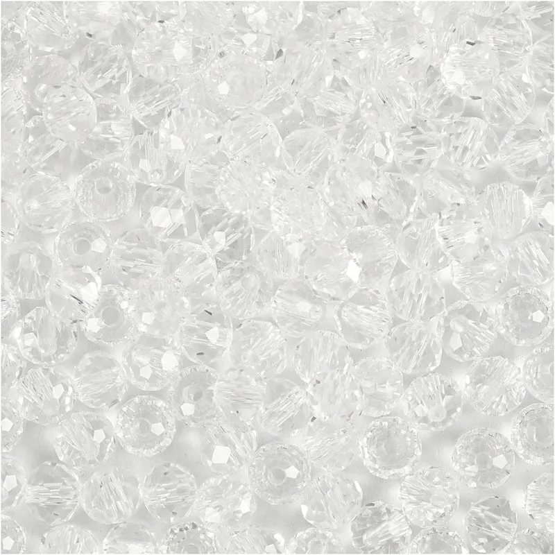 Glasschliffperlen, Größe 3x4 mm, Lochgröße 0,8 mm, Kristall, 100 Stk/ 1 Pck [HOB-61665]