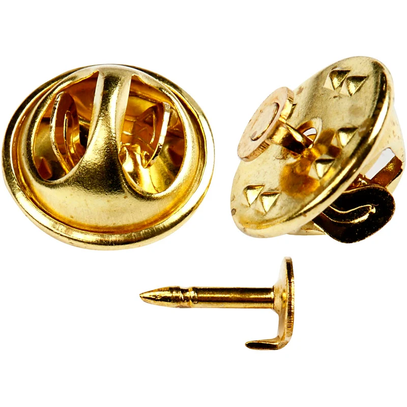 Krallenknopf für Broschen, D 11,5 mm, Vergoldet, 25 Stk/ 1 Pck [HOB-60069]