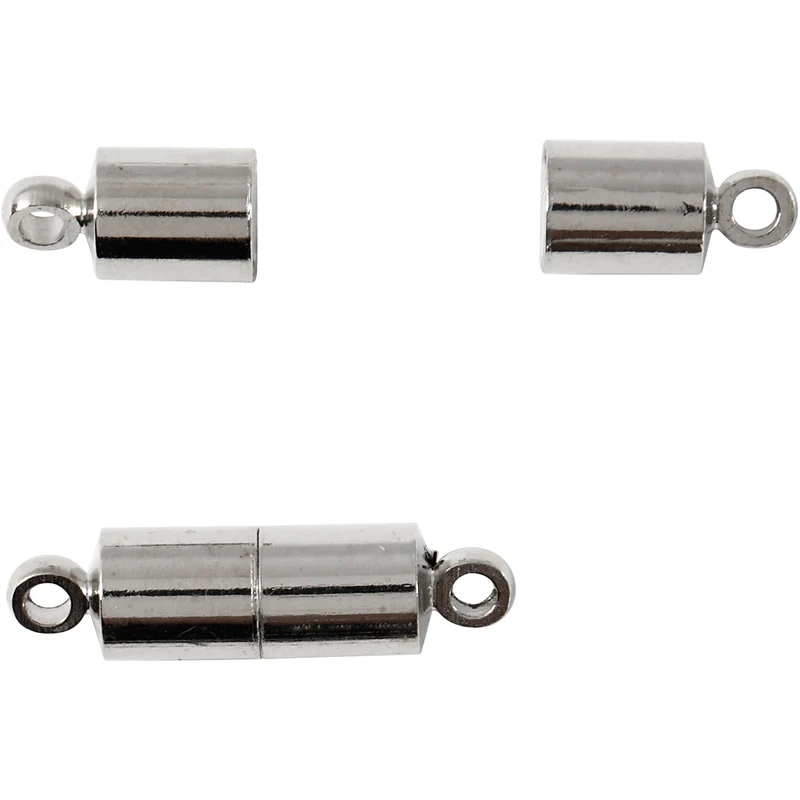 Magnetverschluss, L 15 mm, D 5 mm, Versilbert, 10 Stk/ 1 Pck [HOB-60027]