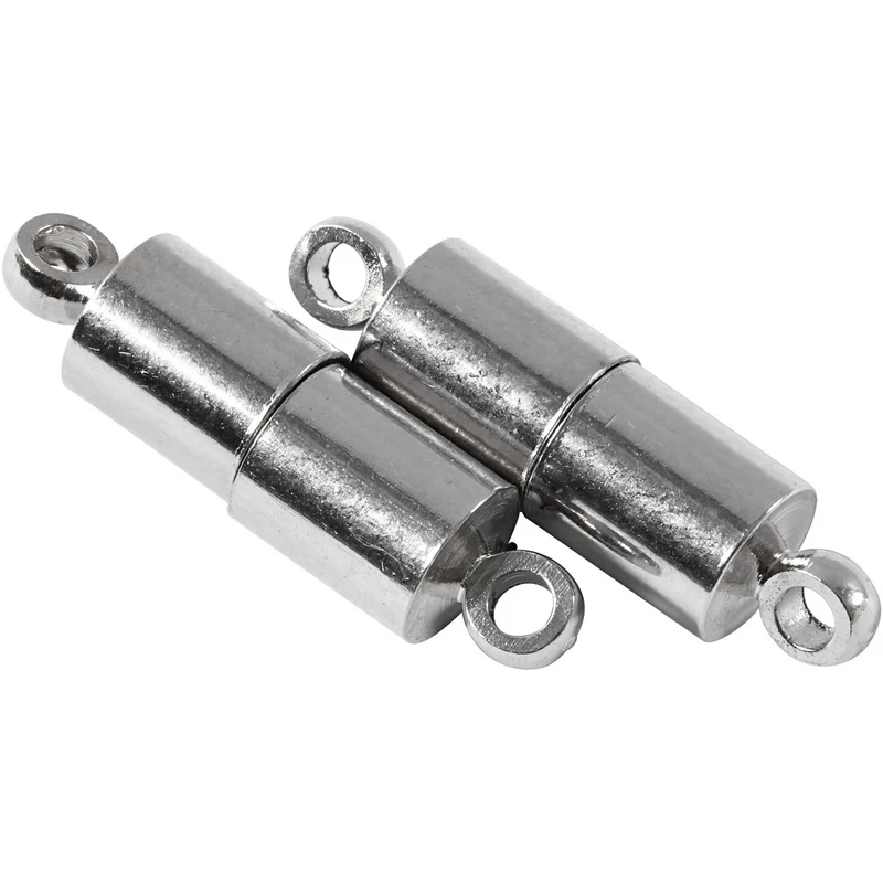 Magnetverschluss, L 15 mm, D 5 mm, Versilbert, 10 Stk/ 1 Pck [HOB-60027]
