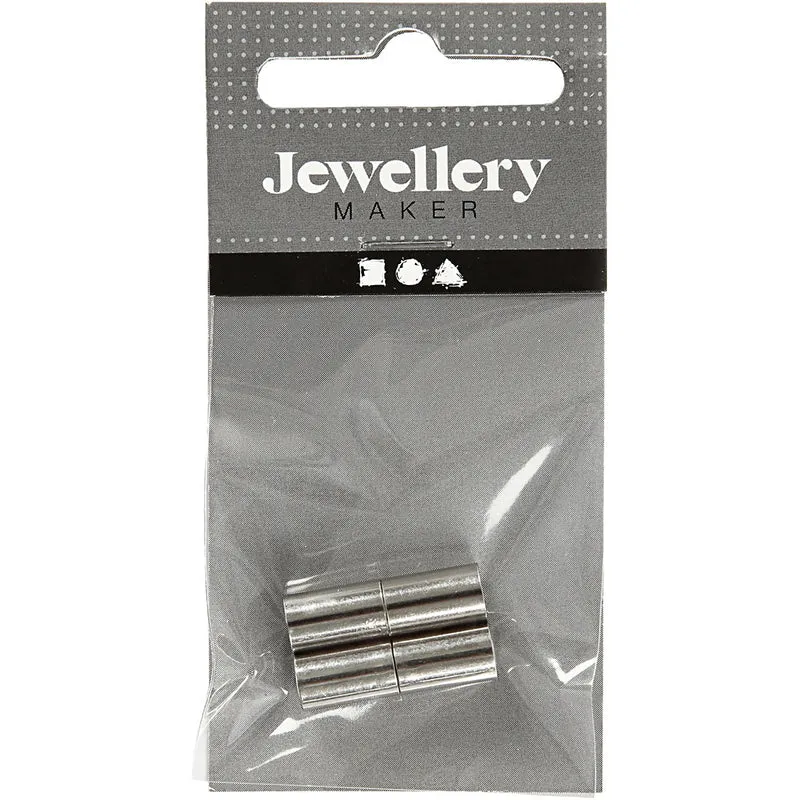 Magnetverschluss, L 20 mm, Lochgröße 5 mm, Versilbert, 2 Stk/ 1 Pck [HOB-60024]
