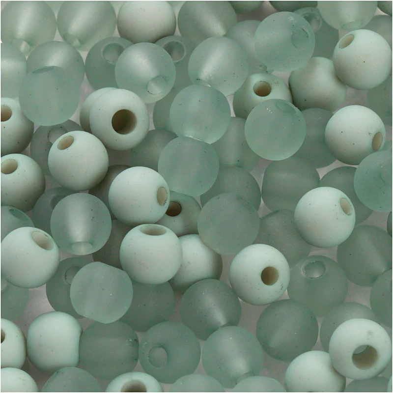 Kunststoffperlen, D 6 mm, Lochgröße 2 mm, ca. 150 Stk, Hellgrün, 40 g/ 1 Pck [HOB-69594]