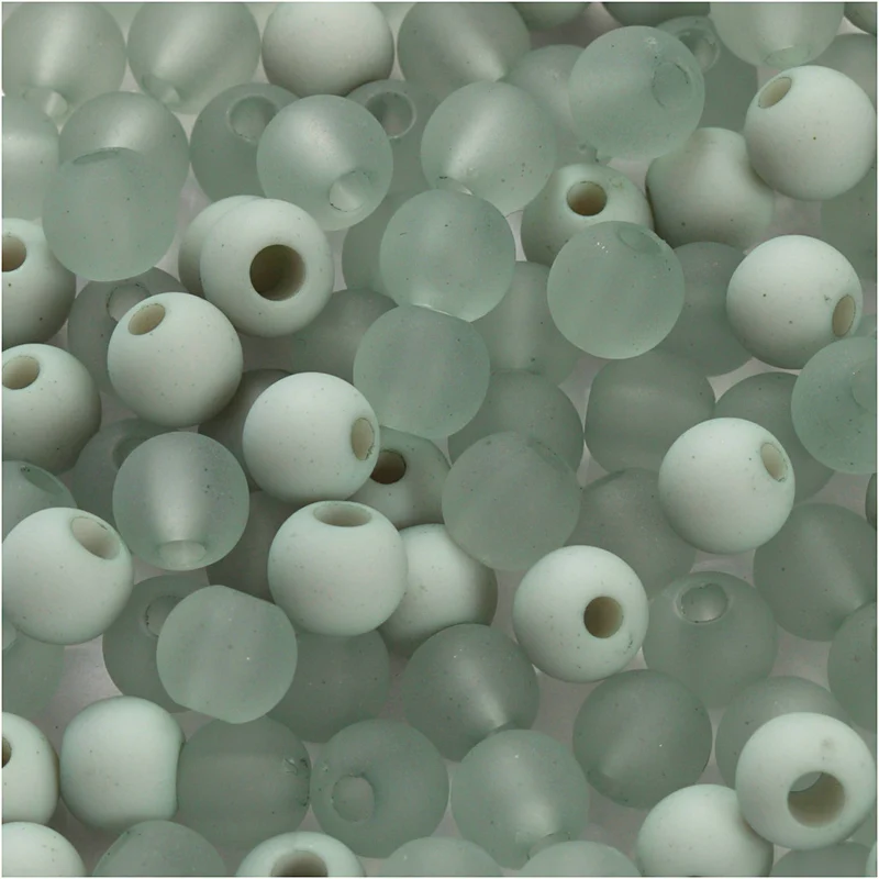 Kunststoffperlen, D 6 mm, Lochgröße 2 mm, ca. 150 Stk, Hellgrün, 40 g/ 1 Pck [HOB-69594]