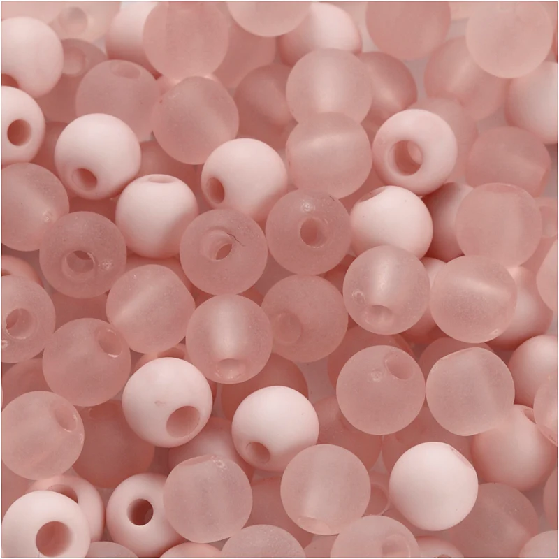 Kunststoffperlen, D 6 mm, Lochgröße 2 mm, ca. 150 Stk, Rosa, 40 g/ 1 Pck [HOB-69591]