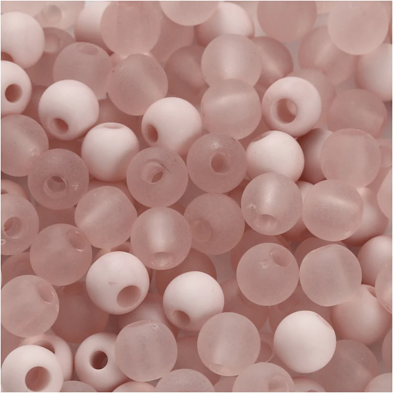 Kunststoffperlen, D 6 mm, Lochgröße 2 mm, ca. 150 Stk, Rosa, 40 g/ 1 Pck [HOB-69591]