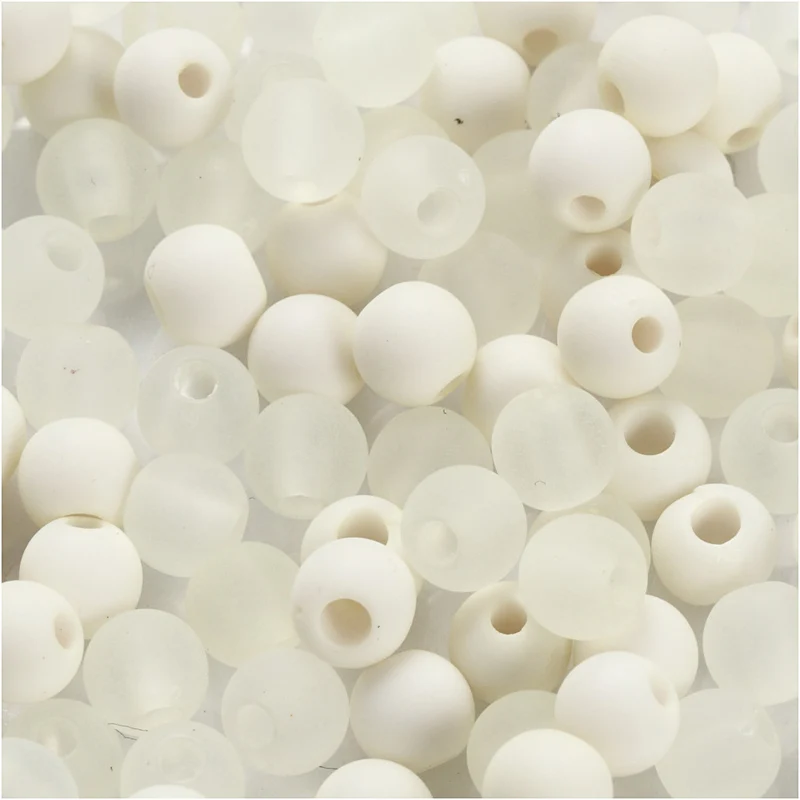 Kunststoffperlen, D 6 mm, Lochgröße 2 mm, ca. 150 Stk, Creme, 40 g/ 1 Pck [HOB-69588]