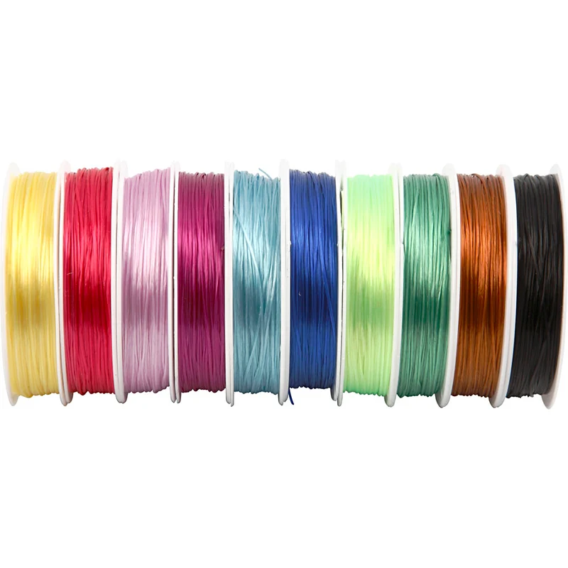 Elastische Schnur, Dicke 1 mm, Sortierte Farben, 10x25 m/ 1 Pck [HOB-61536]