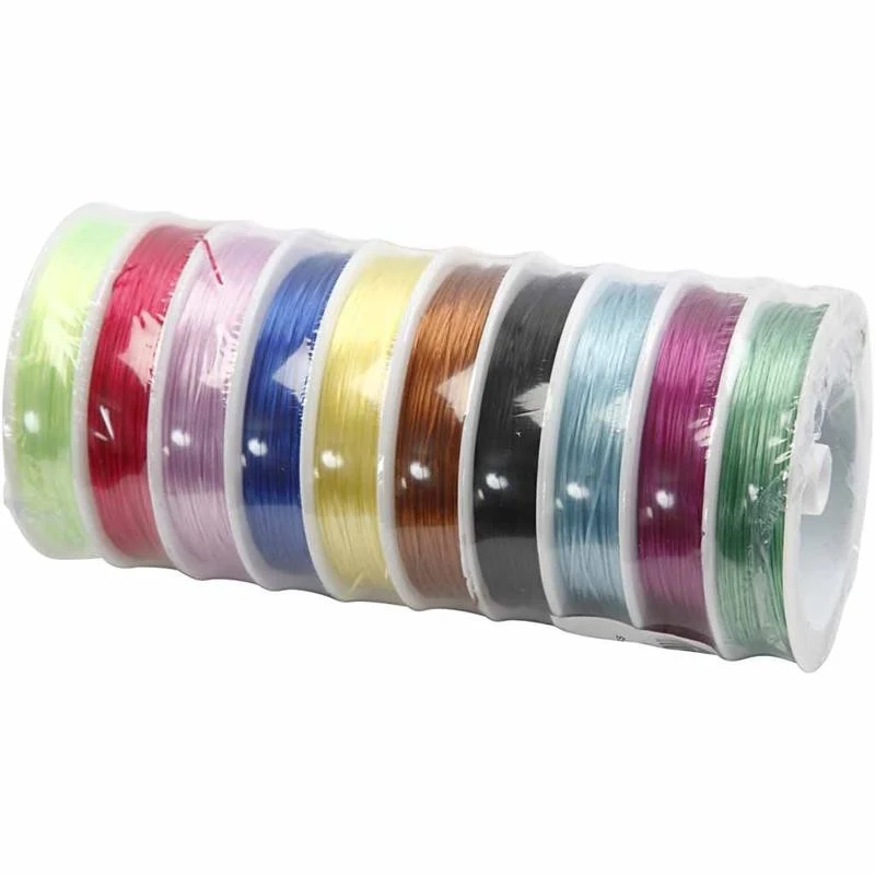 Elastische Schnur, Dicke 1 mm, Sortierte Farben, 10x25 m/ 1 Pck [HOB-61536]
