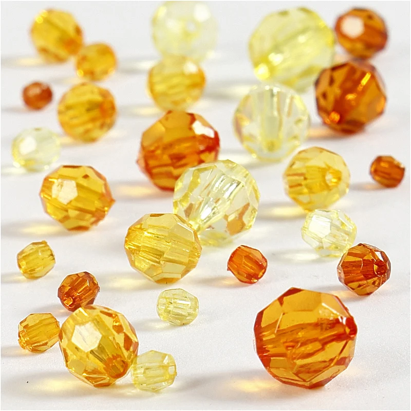 Facettenperlen, Größe 4-12 mm, Lochgröße 1-2,5 mm, ca. 860 Stk, Gelb (32227), 250 g/ 1 Pck [HOB-61886]