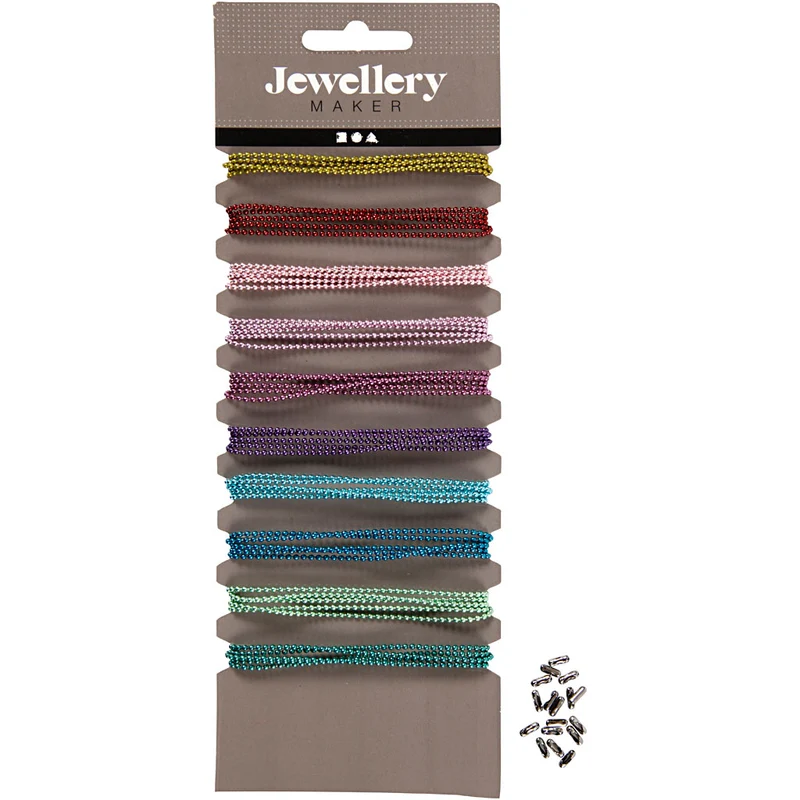 Farbige Perlenkette, D 1,5 mm, Sortierte Farben, 10x80 cm/ 1 Pck [HOB-61505]