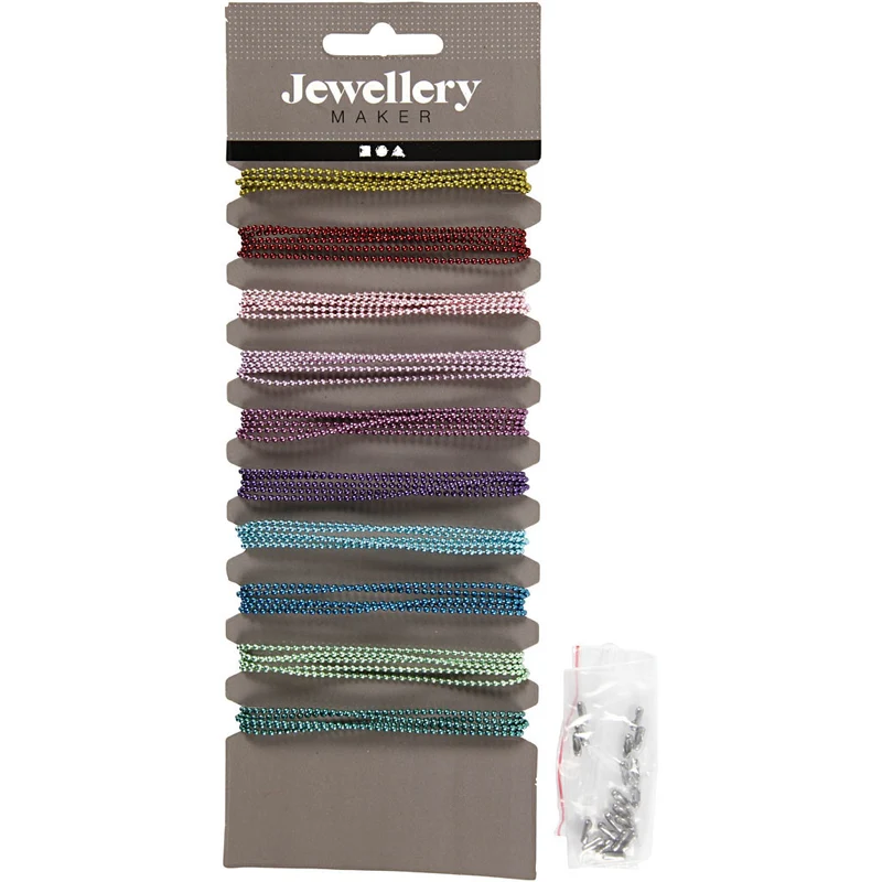 Farbige Perlenkette, D 1,5 mm, Sortierte Farben, 10x80 cm/ 1 Pck [HOB-61505]