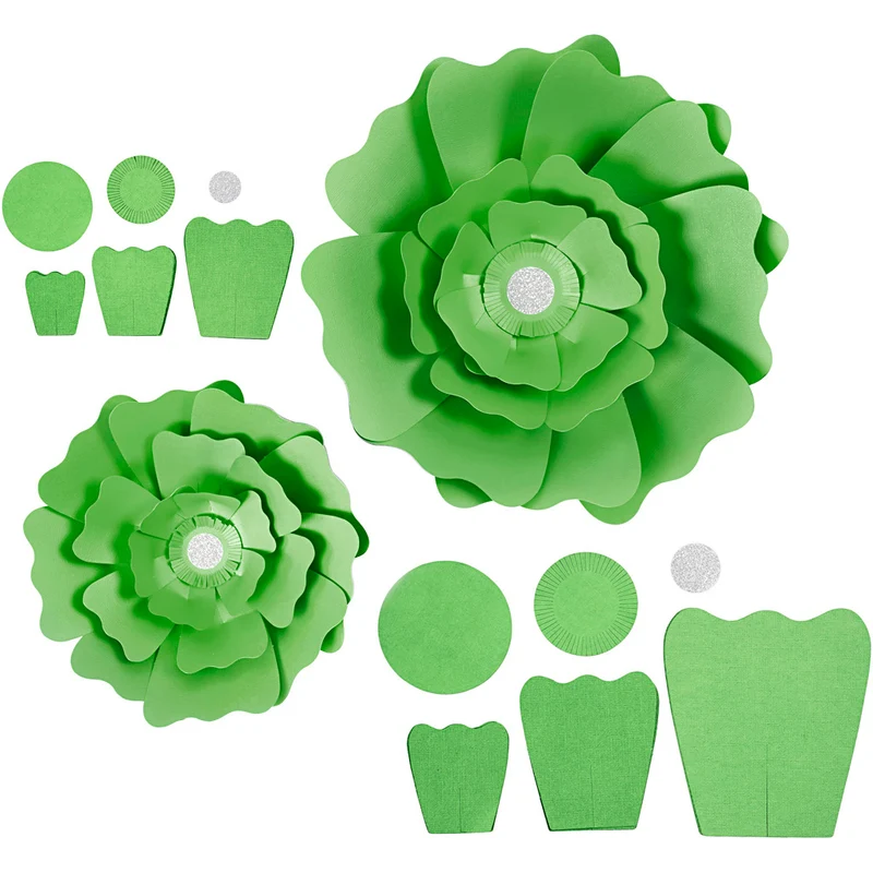 Papierblumen, D 15+25 cm, 230 g, Grün, 2 Stk/ 1 Pck [HOB-599907]