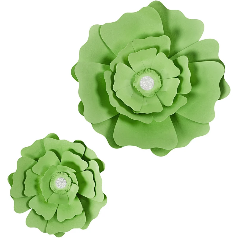 Papierblumen, D 15+25 cm, 230 g, Grün, 2 Stk/ 1 Pck [HOB-599907]