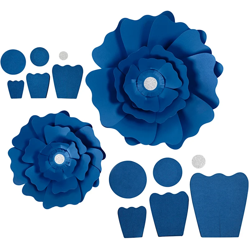Papierblumen, D 15+25 cm, 230 g, Blau, 2 Stk/ 1 Pck [HOB-599904]