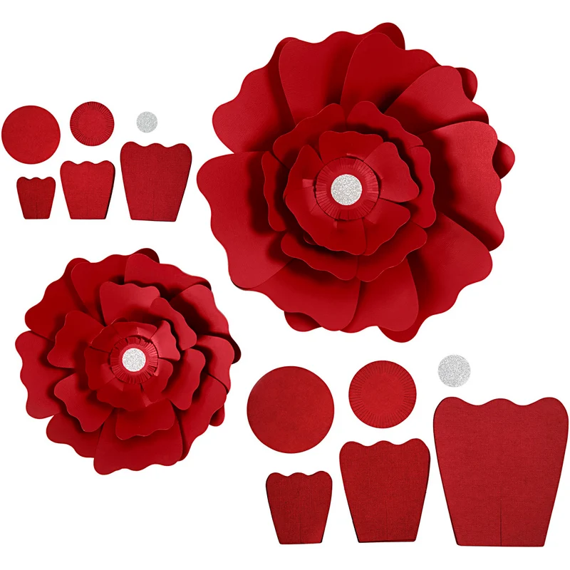 Papierblumen, D 15+25 cm, 230 g, Rot, 2 Stk/ 1 Pck [HOB-599903]