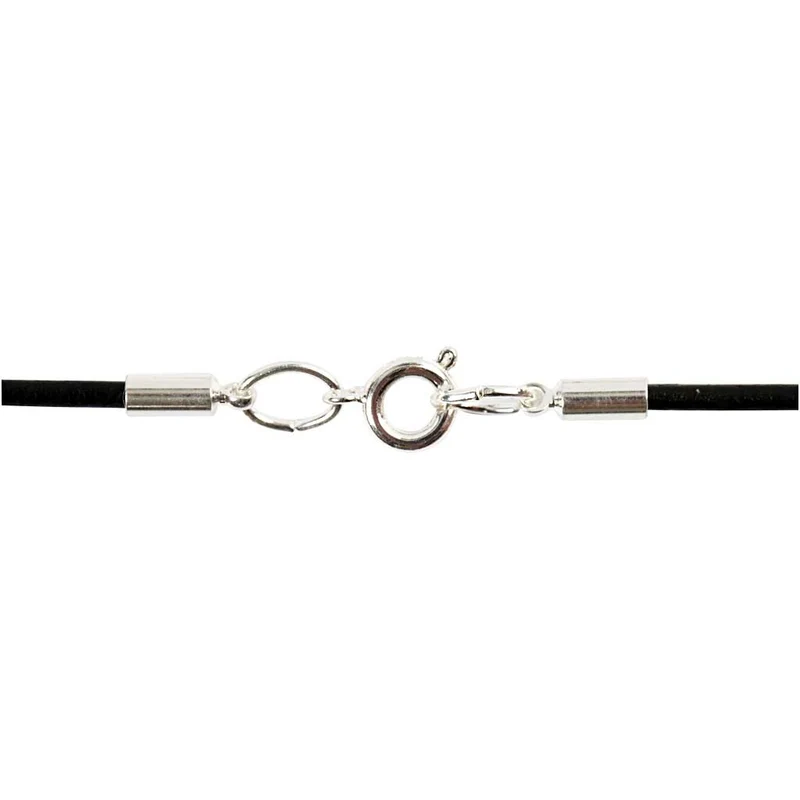 Starterset Schmuck, Lederbänder, Schwarz, Versilbert, 1 Set [HOB-61367]
