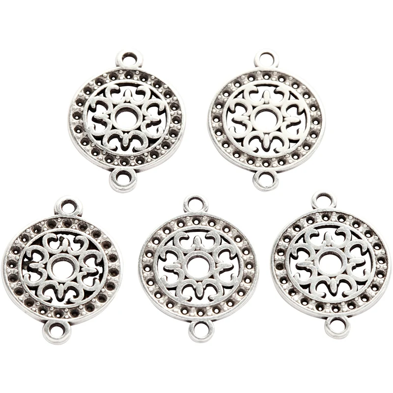 Schmuckanhänger, D 14 mm, Lochgröße 1,2 mm, Versilbert, 5 Stk/ 1 Pck [HOB-61173]