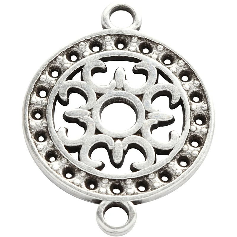 Schmuckanhänger, D 14 mm, Lochgröße 1,2 mm, Versilbert, 5 Stk/ 1 Pck [HOB-61173]