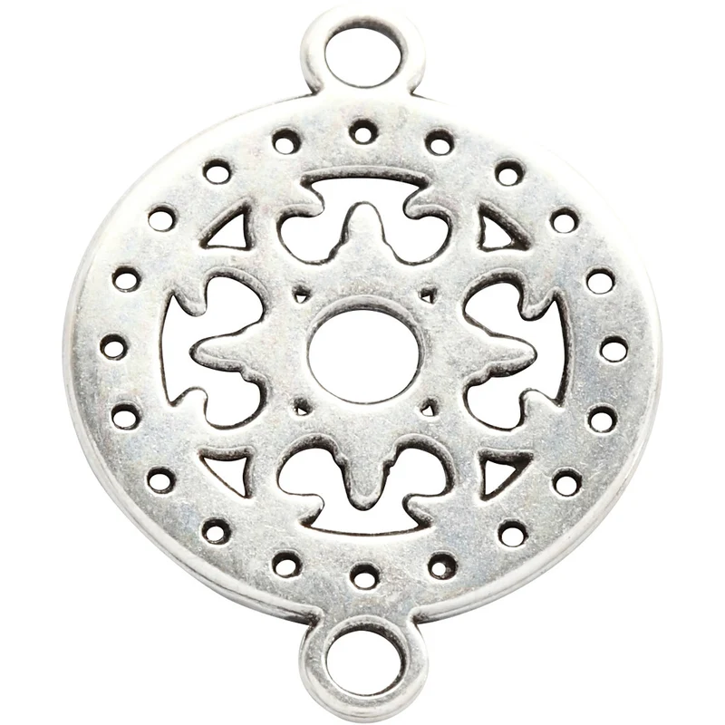 Schmuckanhänger, D 14 mm, Lochgröße 1,2 mm, Versilbert, 5 Stk/ 1 Pck [HOB-61173]
