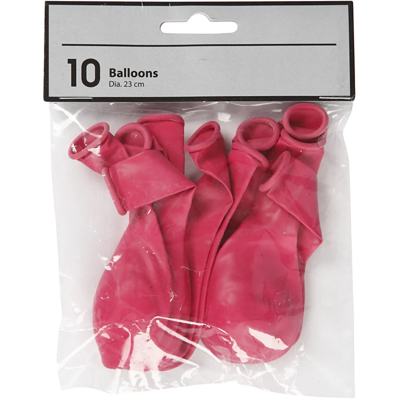 Ballons, rund, D 23 cm, Dunkelpink, 10 Stk/ 1 Pck [HOB-59167]