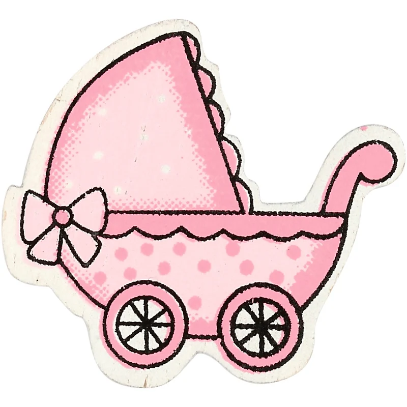 Kinderwagen, Größe 34x31 mm, Dicke 1,7 mm, Rosa, 10 Stk/ 1 Pck [HOB-599717]