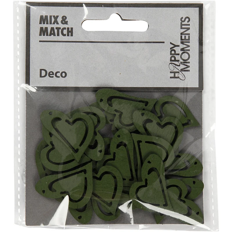 Asymmetrisches Herz, Größe 25x22 mm, Dicke 1,7 mm, Dunkelgrün, 20 Stk/ 1 Pck [HOB-599215]