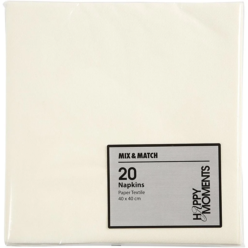 Servietten, Größe 40x40 cm, 60 g, Naturweiß, 20 Stk/ 1 Pck [HOB-598021]