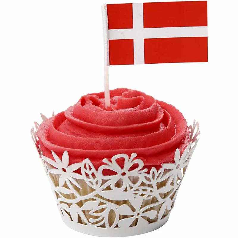 Kuchenflagge, H 6,5 cm, Größe 4,1x2,9 cm, 100 Stk/ 1 Pck, Dänemark [HOB-59122]