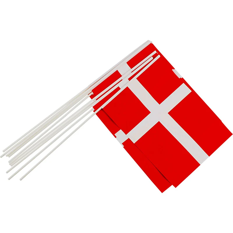 Partyflagge, L 50 cm, Größe 20x27 cm, 10 Stk/ 1 Pck, Dänemark [HOB-59120]
