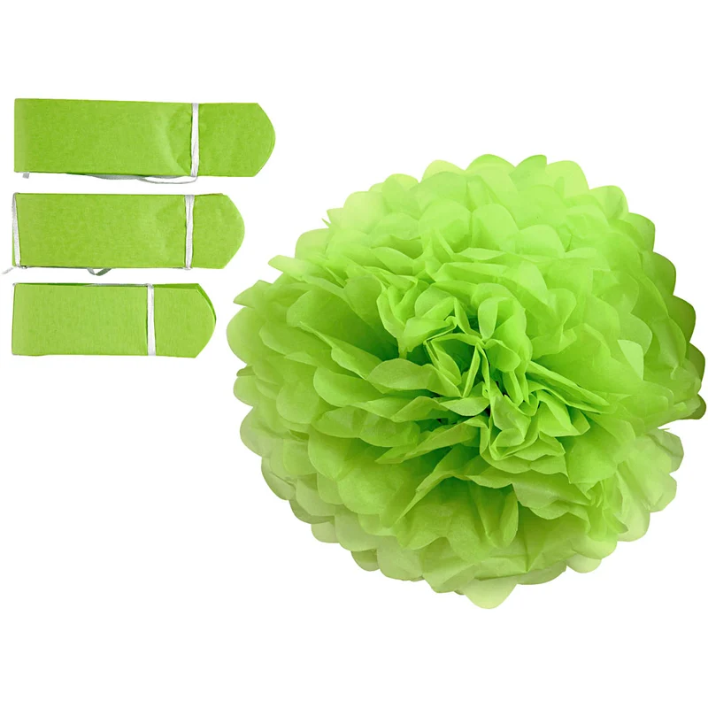 Seidenpapier-Pompons, D 20+24+30 cm, 16 g, Lindgrün, 3 Stk/ 1 Pck [HOB-590007]