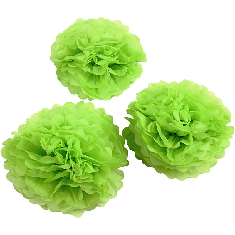 Seidenpapier-Pompons, D 20+24+30 cm, 16 g, Lindgrün, 3 Stk/ 1 Pck [HOB-590007]