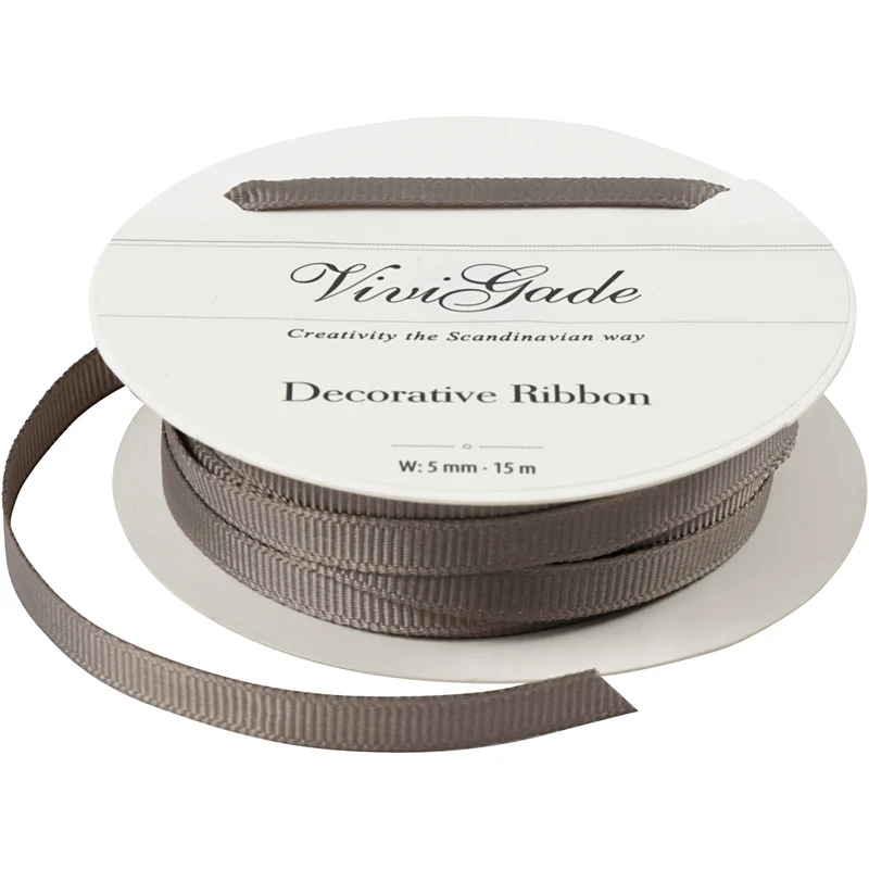 Zierband, B 6 mm, Grau, 15 m/ 1 Rolle [HOB-52474]