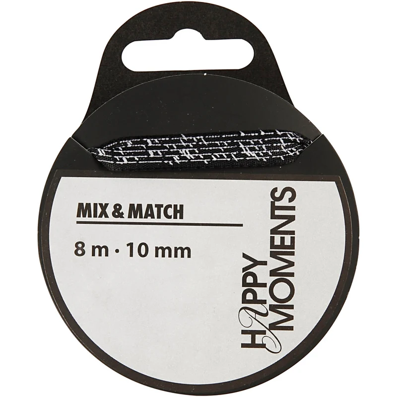 Satinband, B 10 mm, Schwarz, 8 m/ 1 Rolle [HOB-524602]